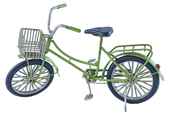 Vintage Green Bike With Basket - Click Image to Close